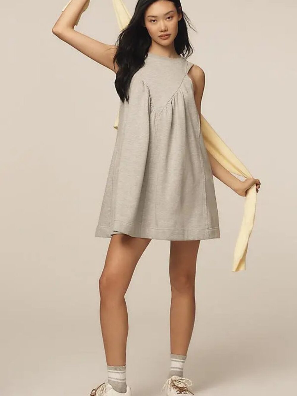 Anthropologie, Daily Practise, Grey Sleeveless Swing Dress Top